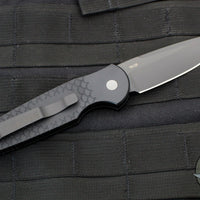Protech TR-3- Tactical Response 3 Out The Side (OTS) Auto Knife- Black Fish Scale Handle- Black Plain Edge TR-3 X1