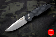 Protech TR-3 Tactical Response 3 Out The Side (OTS) Auto Knife- Black Fish Scale Handle- Stonewash Plain Edge TR-3 X1 SW