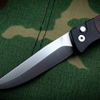 Protech Small Brend 2 Black Handle With Cocobolo Inlay Satin Blade Out The Side (OTS) Auto Knife 1206-C