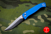 Protech Small Brend Blue Body Satin Blade Out The Side (OTS) Auto Knife 1221-SATIN-BLUE