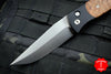 Protech Medium Brend Black Body Maple Burl Inlay Satin Blade Out The Side (OTS) Auto Knife 1306
