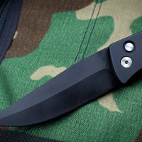 Protech Medium Brend Black Body Amber Jigged Bone Inlay Black Blade Out The Side (OTS) Auto Knife 1362