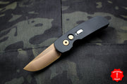 Protech Calmigo Black Body Rose Gold Single Edge Blade Out The Side (OTS) Auto Knife 2203 RG