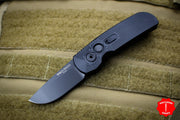 Protech Calmigo Black Body With Tron Pattern Black Single Edge Blade Out The Side (OTS) Auto Knife 2205-TRON