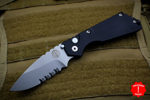 Strider SnG Auto OTS Black Body Stonewash Part Serrated Blade 2402