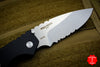 Strider SnG Auto OTS Black Body Stonewash Part Serrated Blade 2402