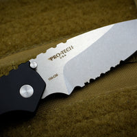 Strider SnG Auto OTS Black Body Stonewash Part Serrated Blade 2402