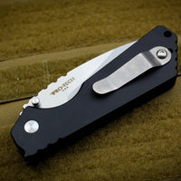 Strider SnG Auto OTS Black Body Stonewash Part Serrated Blade 2402