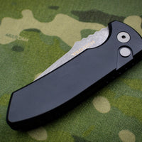 Protech Les George SBR Short Bladed Rockeye Out The Side (OTS) Smooth Black Handle with Blasted Blade LG411 SBR