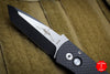 Protech Emerson CQC7 Tanto Out The Side Auto (OTS) Black Carbon Fiber Top Chisel Ground Black Two-Tone Blade E7T21
