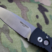 Protech TR-2 Tactical Response 2 20th Anniversary Skeletonized Black Body Satin Blade Out The Side (OTS) Auto Knife PT20-002