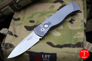 Protech Tactical Response 2 Grey Body Satin Blade Out The Side (OTS) Auto Knife TR 2.5 Satin