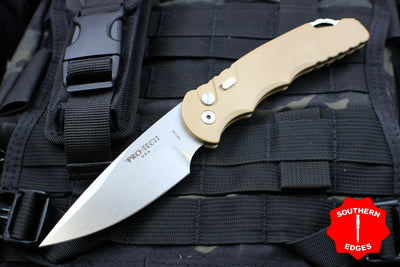 Protech Tactical Response 4 Desert Sand Handle Tan Saber Grind Blade Auto Knife TR-4.1 DS