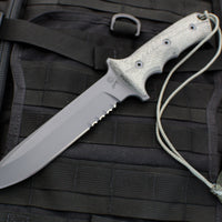 Chris Reeve Green Beret Fixed Blade- Black Canvas Micarta Handle- Black Part Serrated Edge GB7-1001
