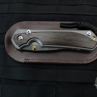 Chris Reeve Large Sebenza 31- Drop Point- Bog Oak Wood Inlay- Boomerang Damascus Blade L31-1102