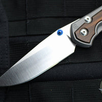 Chris Reeve Large Sebenza 31- Double Blue Lugs- POLISHED Drop Point- Macassar Ebony Wood Inlay- L31-1116 DL POLISHED IN CPM-S45VN