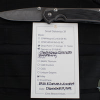 Chris Reeve Small Sebenza 31- Black Micarta Inlay- Boomerang Damascus Drop Point Blade S31-1202