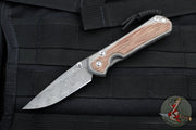 Chris Reeve Small Sebenza 31- Natural Micarta Inlay- Raindrop Damascus- Drop Point Blade S31-1218