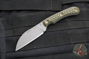RMJ Coho- Small EDC Knife- Tungsten Gray- Dirty Olive G-10 Handle