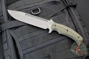 RMJ Tactical Combat Africa Fixed Blade Knife- Tungsten Finish- Dirty Olive G-10