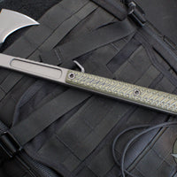 RMJ Tactical- Kestrel Tomahawk- Tungsten Finish- Dirty Olive G-10 13" Handle