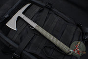 RMJ Tactical Kestrel Feather 13" Tomahawk- Dirty Olive G-10 Handle