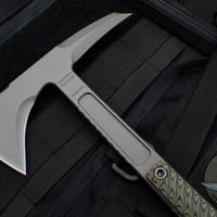 RMJ Tactical Kestrel Feather Dirty Olive Tomahawk 13" Handle- Removable Handle Version!