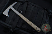 RMJ Tactical Kestrel Feather 13" Tomahawk- Hyena Brown G-10 Handle