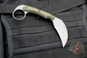 RMJ Korbin Karambit Fixed Blade EDC Knife Dirty Olive G-10 Handle- New Removable Handle Version!