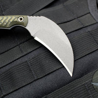 RMJ Korbin Karambit Fixed Blade EDC Knife Dirty Olive G-10 Handle- New Removable Handle Version!