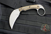 RMJ Korbin Karambit Fixed Blade EDC Knife- Hyena Brown G-10 Handle