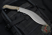 RMJ Tactical - Kukri Knife Fixed Blade- Tungsten Gray With Hyena Brown G-10 Handle