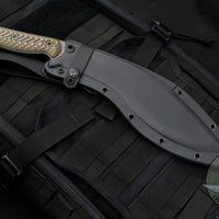 RMJ Tactical - Kukri Knife Fixed Blade- Tungsten Gray With Hyena Brown G-10 Handle