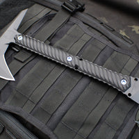 RMJ Tactical Ragnarok 12- Tomahawk- Graphite Black with Black G-10 Handle- Blue Titanium Hardware
