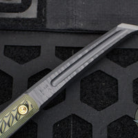 RMJ Stabby Guy- Ringed Chisel Tip- Textured Black Finished- OD Green G-10
