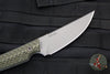 RMJ Unmei Fixed Blade Knife- Dirty Olive Textured G-10 Handle- Magnacut Steel Blade