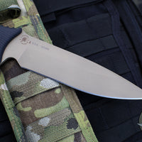 Spartan Harsey Difensa Fixed Blade- Black Handle- FDE Blade- Multicam Molle Sheath SB19DEBKNLMC