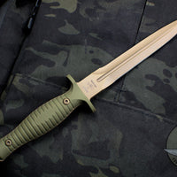 Spartan Blades Spartan-George V-14 Dagger Fixed Blade Knife FDE Blade Green Handle Tan Sheath SB27DEGRKYTN