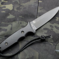 Spartan Blades - Spartan Harsey Tactical Trout Fixed Blade Black with Black Micarta Handle and Black Kydex Sheath