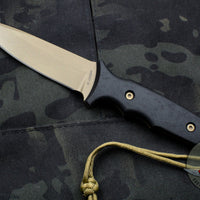 Spartan Blades - Spartan Harsey Tactical Trout Fixed Blade FDE Blade with Black Micarta Handle and Tan Molle Sheath