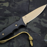 Spartan Blades - Spartan Harsey Tactical Trout Fixed Blade FDE Blade with Black Micarta Handle and Tan Molle Sheath