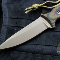 Spartan Blades - Spartan Harsey Tactical Trout Fixed Blade FDE Blade with Camo Micarta Handle and Tan Molle Sheath