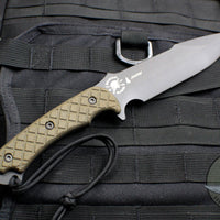 Spartan Blades Horkos Fixed Blade Black with OD Green Handle and Black Molle Sheath