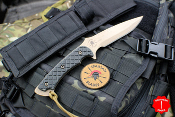 Spartan Blades Ares Fixed Blade FDE with Black Handle and Black Molle Sheath