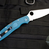 Spyderco Police Folding Knife Blue FRN Handle K390 Serrated Satin Blade C07FS4K390