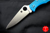 Spyderco Endura Blue Handle Satin Flat Ground Lockback Knife C10FPBL