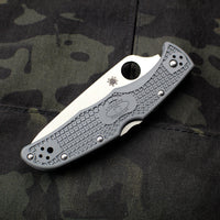 Spyderco Endura Gray Handle Satin Flat Ground Lockback Knife C10FPGY