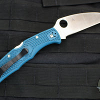 Spyderco Endura- Wharncliffe Edge- Blue FRN Handle- Satin Flat Ground Lockback Knife C10FPWK390