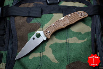 Spyderco Endura Brown Handle Satin Flat Ground Lockback Knife C10FPBN