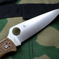 Spyderco Endura Brown Handle Satin Flat Ground Lockback Knife C10FPBN